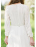 Long Sleeve Ivory Lace Chiffon Wedding Dress